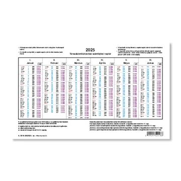 Számfejtési naptár 2025 évi Számfejtési naptár 2025 évi