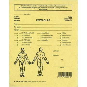 Reuma kezelőlap 118x150 mm Reuma kezelőlap 118x150 mm