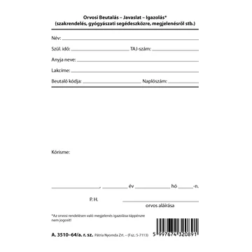 Szakbeutaló szabadlap A/6 álló