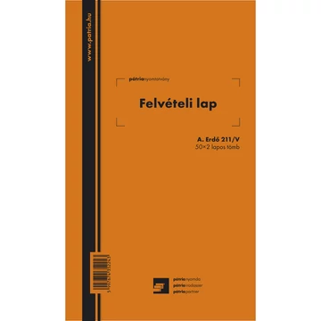 Felvételi lap ipari fához 50x2 lapos tömb