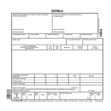 Számla egy számlaértékkel szállítólevél 5 lapos garn. A/5 álló