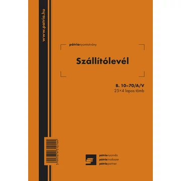Szállítólevél 25x4 lapos tömb A/5 álló Szállítólevél 25x4 lapos tömb A/5 álló