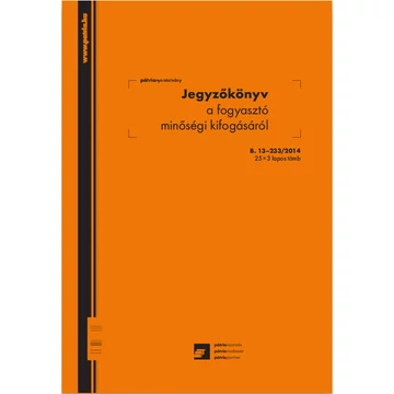 Jegyzőkönyv a fogyasztó minőségi kifogásáról 25x3 lapos tömb A/4 álló