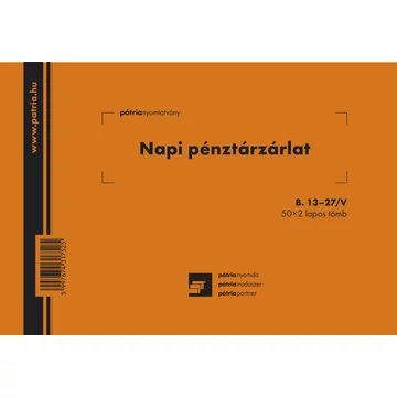 Napi pénztárzárlat 50x2 lapos tömb A/5 fekvő Napi pénztárzárlat 50x2 lapos tömb A/5 fekvő