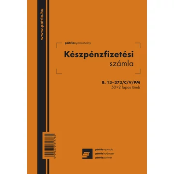 Készpénzfizetési számla 50x2 lapos tömb A/5 álló Készpénzfizetési számla 50x2 lapos tömb A/5 álló
