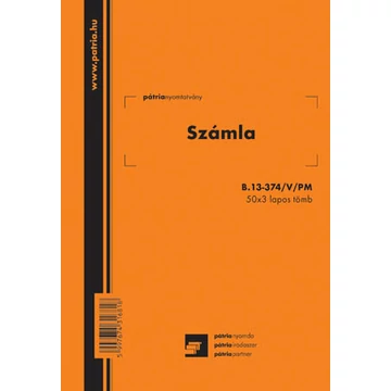 Számla 25x4 lapos tömb A/5 álló Számla 25x4 lapos tömb A/5 álló