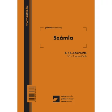 Számla 50x3 lapos tömb A/5 álló Számla 50x3 lapos tömb A/5 álló
