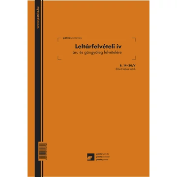 Leltárfelvételi ív áru és göngyöleg felvételére 50x3 lapos tömb A/4 álló Leltárfelvételi ív áru és göngyöleg felvételére 50x3 lapos tömb A/4 álló