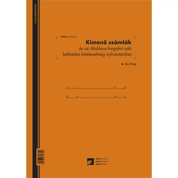 Kimenő számlák és az általános forgalmi adó befizetési kötelezettség nyilvántartó 50 lapos füzet 3 Áfás 240x340 mm Kimenő számlák és az általános forgalmi adó befizetési kötelezettség nyilvántartó 50 lapos füzet 3 Áfás 240x340 mm