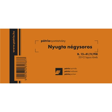 Nyugta (négysoros) 50x2 lapos tömb Nyugta (négysoros) 50x2 lapos tömb