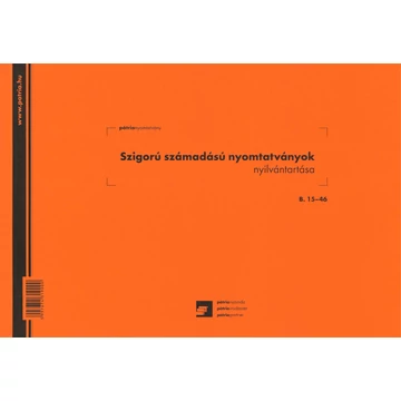 Szigorú számadású nyomtatványok nyilvántartása 25 lapos tömb A/4 fekvő