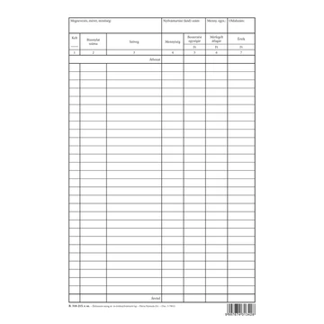 Élelmezési anyag ár- és értéknyilvántartó lap A/4 álló Élelmezési anyag ár- és értéknyilvántartó lap A/4 álló