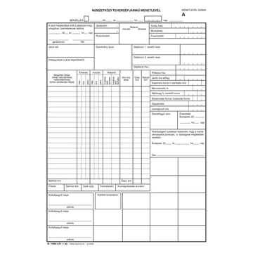 Nemzetközi tehergépjármű menetlevél szabadlap A/4 álló Nemzetközi tehergépjármű menetlevél szabadlap A/4 álló