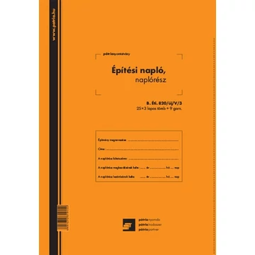 Építési napló 25x3 lapos tömb + 9 db 3 lapos garnitúra