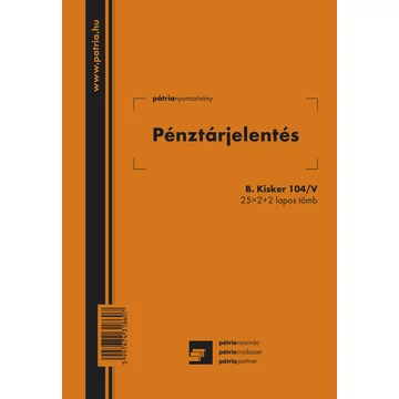 Pénztárjelentés 25x2+2 lapos tömb A/5 álló Pénztárjelentés 25x2+2 lapos tömb A/5 álló