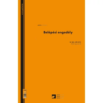 Belépési engedély 50x2 lapos tömb 250x350 mm vegykezelt