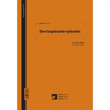 Deviza pénztárjelentés 25x2 lapos tömb A/4 álló Deviza pénztárjelentés 25x2 lapos tömb A/4 álló