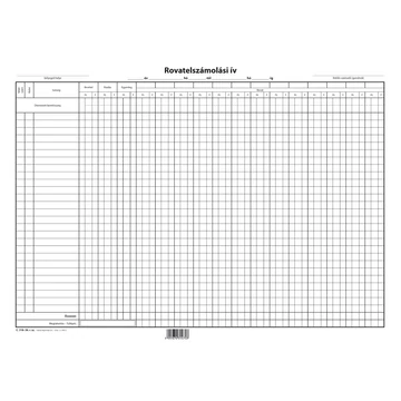 Rovatelszámolási ív 2 lapos garn. A/3 fekvő Rovatelszámolási ív 2 lapos garn. A/3 fekvő