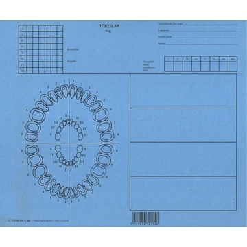 Iskolafogászati törzslap fiú szabadlap 247x230 mm Iskolafogászati törzslap fiú szabadlap 247x230 mm