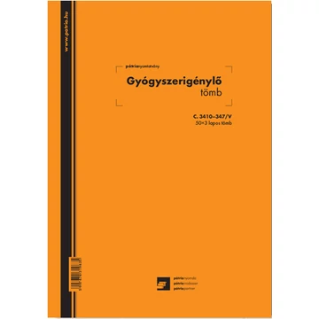Gyógyszerigénylés 50x3 lapos tömb A/4 álló