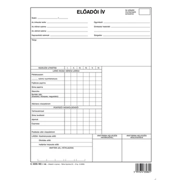 Előadói ív szabadlap A/4 négyoldalas Előadói ív szabadlap A/4 négyoldalas