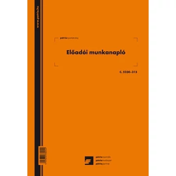 Előadói munkanapló 20 lapos füzet A/4 álló Előadói munkanapló 20 lapos füzet A/4 álló