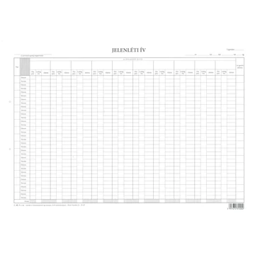Jelenléti ív 10 fő nyilvántartására 420x297 mm Jelenléti ív 10 fő nyilvántartására 420x297 mm