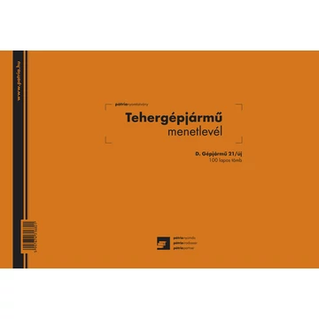 Tehergépjármű menetlevél 100 lapos tömb A/4 fekvő