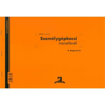 Személygépkocsi menetlevél 100 lapos tömb A/4 fekvő Személygépkocsi menetlevél 100 lapos tömb A/4 fekvő