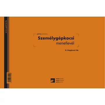 Személygépkocsi menetlevél 100 lapos tömb A/4 fekvő Személygépkocsi menetlevél 100 lapos tömb A/4 fekvő