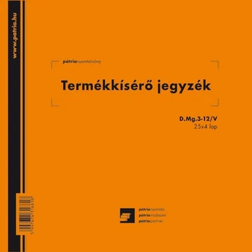 Termékkísérő jegyzék 25x4 lapos tömb Termékkísérő jegyzék 25x4 lapos tömb