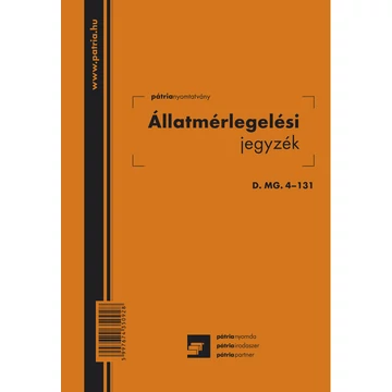 Állatmérlegelési jegy 50 lapos tömb 140x203 mm Állatmérlegelési jegy 50 lapos tömb 140x203 mm