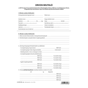 Orvosi beutaló az NRSZH szakértői bizottságához A/4 négyoldalas Orvosi beutaló az NRSZH szakértői bizottságához A/4 négyoldalas