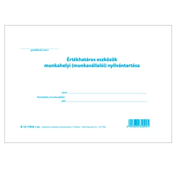 Eszközök munkahelyi nyilvántartása 11 tételes A/5 fekvő