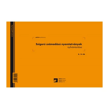 Szigorú számadású nyomtatványok nyilvántartása A/4 fekvő karton Szigorú számadású nyomtatványok nyilvántartása A/4 fekvő karton