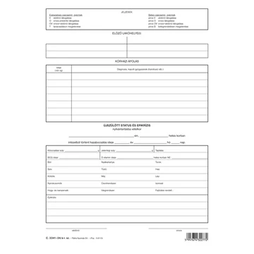 Gyermekegészségügyi törzslap szabadlap A/4 álló Gyermekegészségügyi törzslap szabadlap A/4 álló