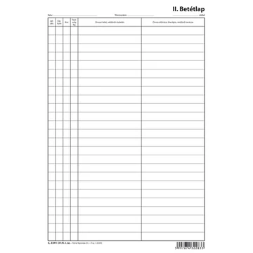 II.sz.betétlap szabadlap A/4 álló