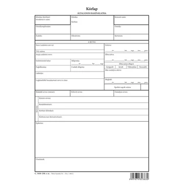 Általános kórlap szabadlap A/4 négyoldalas Általános kórlap szabadlap A/4 négyoldalas