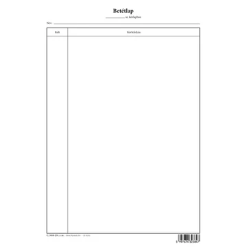Betétlap kórlaphoz A/4 álló