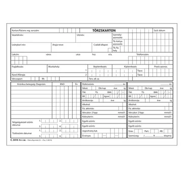 Törzskarton szabadlap A/5 fekvő