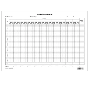 Munkaidő nyilvántartás 420x295 mm Munkaidő nyilvántartás 420x295 mm