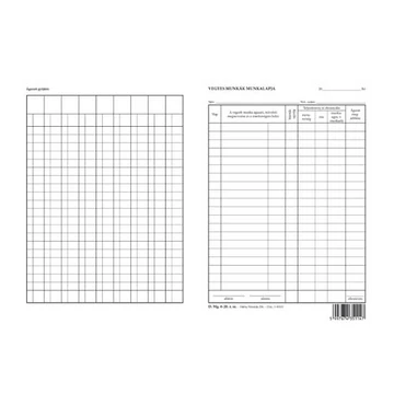 Vegyes munkák munkalapja A/5 álló Vegyes munkák munkalapja A/5 álló