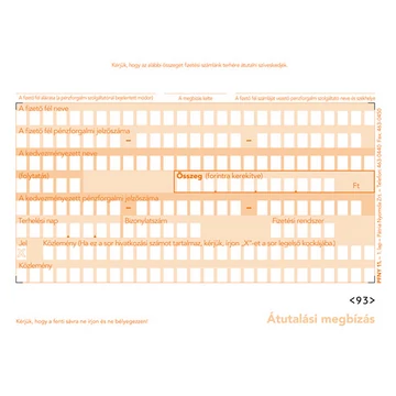 Átutalási megbízás 2 lapos garnitúra Átutalási megbízás 2 lapos garnitúra