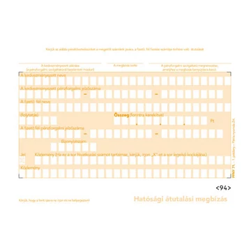 Hatósági átutalási megbízás 3 lapos garn. Hatósági átutalási megbízás 3 lapos garn.