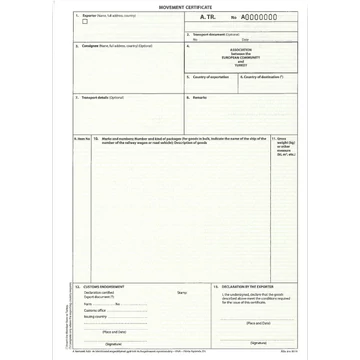 Szállítási bizonyítvány (Török) 2 pld-os