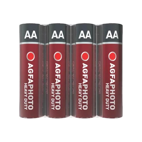 Elem, AA, 4 db, féltartós (szén-cink), zsugor, AGFAPHOTO "Heavy Duty"
