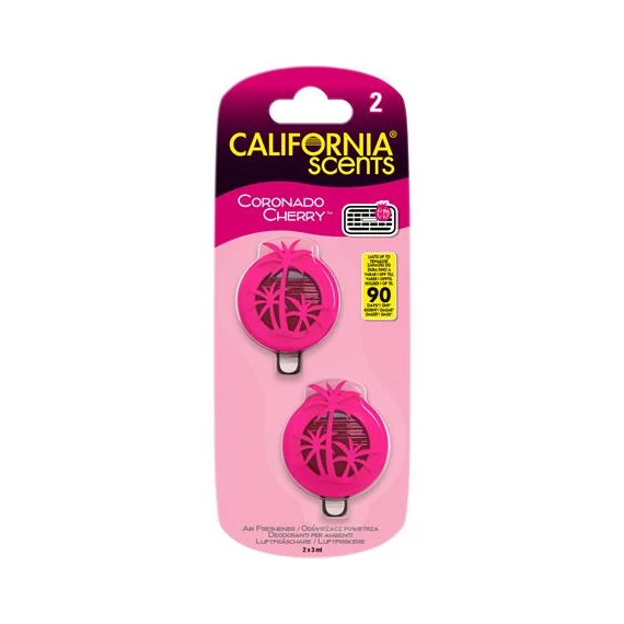 Autóillatosító, mini diffúzer, 2*3 ml, CALIFORNIA SCENTS "Coronado Cherry"