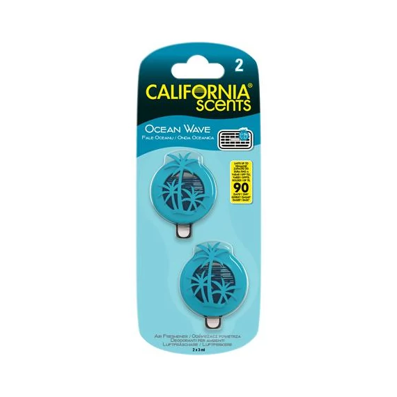 Autóillatosító, mini diffúzer, 2*3 ml, CALIFORNIA SCENTS "Ocean Wave"