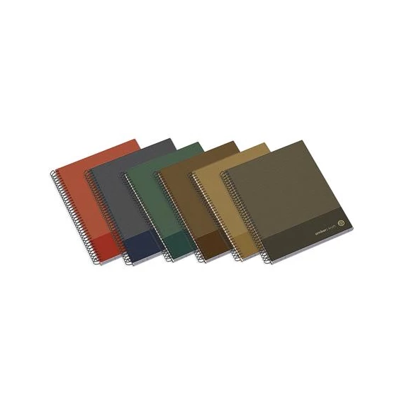 Spirálfüzet, A5, vonalas, 100 lap, keményfedeles, AMBAR "Kraft", vegyes színek