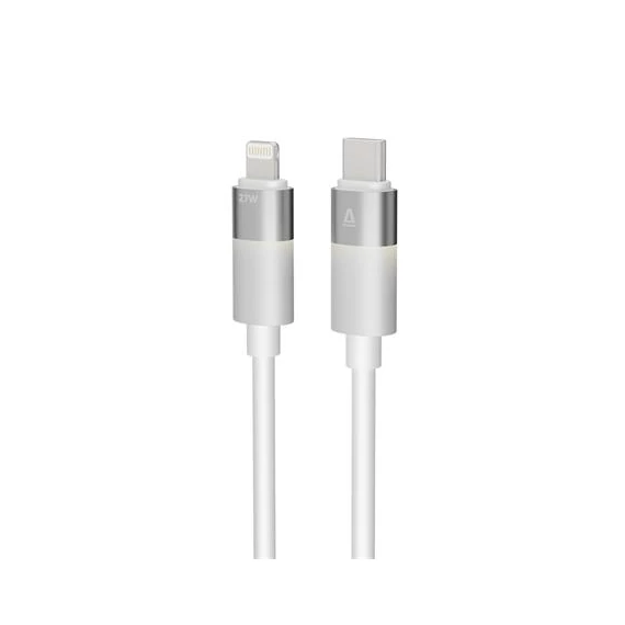 Töltőkábel, USB-A - lightning (Apple), 27W, 1 m, AVAX "CB314 Glowy", fehér